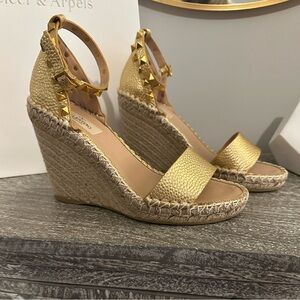 Valentino Garavani Gold Wedge Sandals